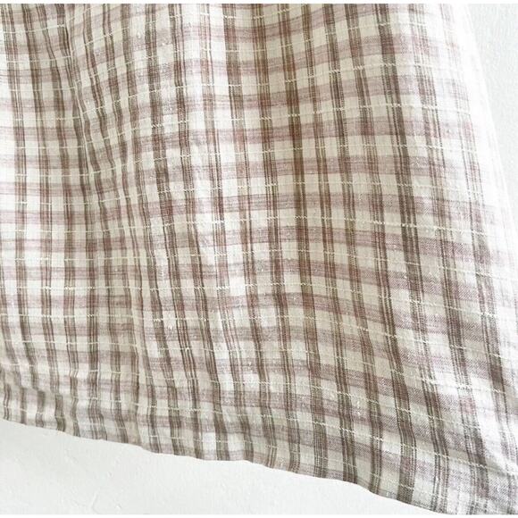 Vintage Anne Klein Petites Academia Checkered Plaid Mini Skirt 6 Linen Silk - Picture 3 of 9